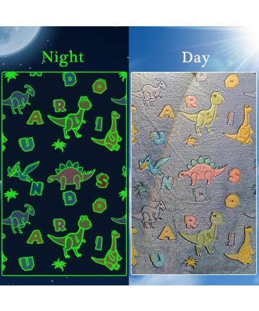 MOYORA Glow In The Dark Dinosaur Blanket - Soft Toy Cozy Flannel Throw for Boys and Girls - Perfect Birthday Gift - 50 x 60 - Buy Online on GoSupps.com