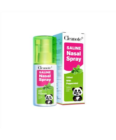 Cleanote Moisturizing Saline Nasal Spray for Dry Nose & Congestion Relief Gentle Drug-Free Isotonic Saline Solution Nose Spray with Natural Mint 100 mL