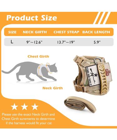 SALFSE Tactical Large Cat Harness & Leash Set with Molle Patches - Adjustable, Escape Proof, Easy Control - Beige - Buy Online on GoSupps.com