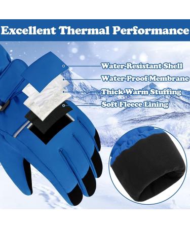 Sarfel Kids Snow Gloves - Waterproof Boys & Girls Ski Gloves | Royal Blue | Ages 7-10 - Buy Online on GoSupps.com
