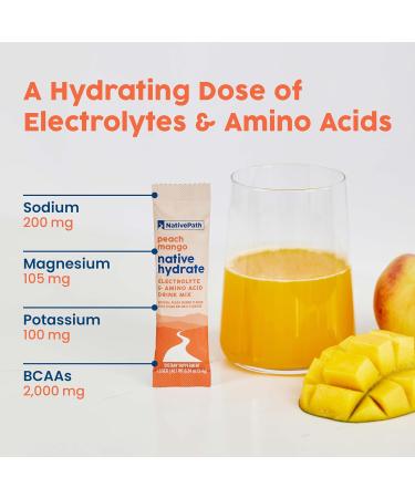 NativePath Native Hydrate Stick Packs Sugar Free Electrolytes Powder with BCAAs Peach Mango Hydration Keto & Paleo Friendly 30 Servings - Buy Online on GoSupps.com