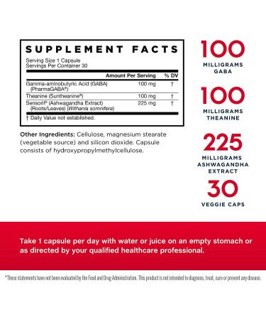 Jarrow Formulas GABA Soothe - Focus, Relaxation & Stress Support - 30 Veggie Caps - Buy Online on GoSupps.com