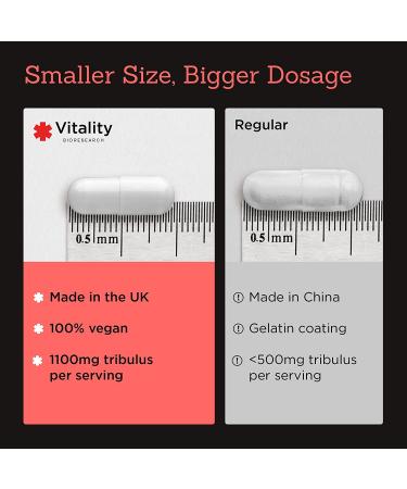 Vitality Bioresearch Tribulus Terrestris for Men Supplements 1100mg with Zinc Glycinate - Supports Hormone Levels, Boosts Stamina - 60 Capsules - Buy Online on GoSupps.com