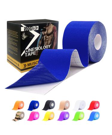 Kinesiology Tape 1/2/5 Roll Relieve Muscle Soreness and Strain Shoulders Wrists Knees Ankles Elastic Waterproof Good Air Permeability Hypoallergenic 5cm*5m by SOONGO (Dark Blue) 5 m (Pack of 1) Dark Blue