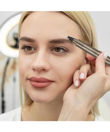 Liquid Eyebrow Pencil Brow Pencil with Fork Tip 4 Point Waterproof Eyebrow Pencil No Smudge Liquid Brow Quick Dry EyeLiner for Long Lasting Gray Brown - Buy Online on GoSupps.com