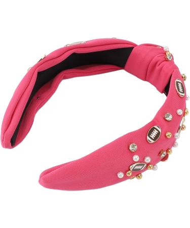 Rhinestone Knotted Headband Valentine's Day Headband Women Acrylic Rhinestone Wide Knotted Headband for Festivals (Rose Red) - Buy Online on GoSupps.com