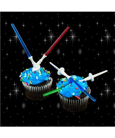 Star Wars Light Sabre Cupcake Toppers Set - 12 Pack, 4 inches Tall - Ideal for Children's Birthday Parties, Fan Shows, and Movie Nights - Buy Online on GoSupps.com