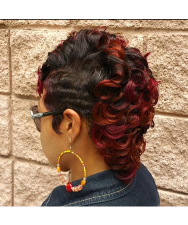 Short Black Burgundy Curly Wig for Black Women - Naseily 2 Tone Synthetic Short Hair Wig - Buy Online on GoSupps.com