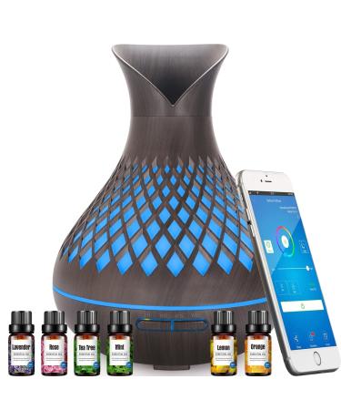 Smart Alexa aroma diffuser with essential oils set 500ml fragrance oil of diffuse humidifiers compatible Alexa/Google Home and app control 7 color LED scheduling and 4 timers quiet auto-off Dark Wood - Buy Online on GoSupps.com