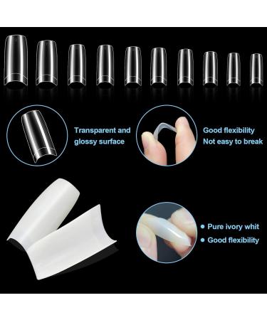 1000PC Nail Tip Set: 500 Natural & 500 Clear French Tips | Acrylic Half Cover False Nails for Salon & DIY | 10 Sizes - International Shipping - Buy Online on GoSupps.com