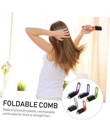 Mikinona 5Pcs Foldable Comb with Mirror Antistatic Comb for High Temperature for Outdoor Travel White Blue Orange Green Purple - Buy Online on GoSupps.com