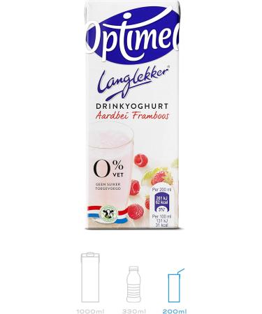 Optimel Drinking Yoghurt Strawberry Raspberry 5 x 6 x 200 ml - Buy Online on GoSupps.com