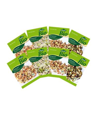 Dehner Bio Graines germées, Je 2 x 4 variétés, de Fitness, de Gourmet, pikant Arôme Table Mélange et Bien-être