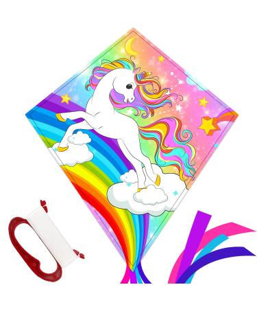 TOY Life Unicorn Kite for Kids Easy to Fly Large Kids Kite - Kites for Kids and Adults Easy to Fly Big Beach Kites for Kids Age 4-8-12 Idea Gift for Children Outdoor Game Activities Beach Trip Pink