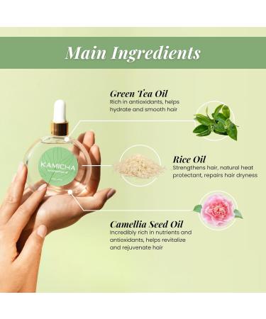 Green Tea & Rice Hair Oil | Nourishing Argan Sunflower & Almond Oil | Strengthens & Smooths Frizzy & Curly Hair | 2oz | For All Hair Types | South Korea Sourced - Buy Online on GoSupps.com