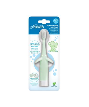 Dr. Brown's Infant-to-Toddler Toothbrush Soft and Safe Baby Training Brush Elephant Mint 0-3 years Elephant Mint Mint