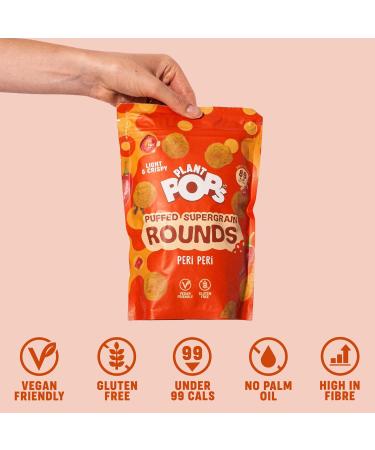Plant Pops 100% Vegan Gluten Free and Low Calorie Peri Peri Supergrain Rounds Sharing Bag Snacks (3 Pack x 80g). High in Fibre Delicious Healthy Crisps 89 KCAL per serving. 3 Pack (80g) - Buy Online on GoSupps.com