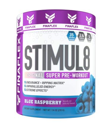 Stimul8, Original Super Pre-Workout with Vitamin C (35 Serving, Blue Raspberry) 35 Servings (Pack of 1) Blue Raspberry