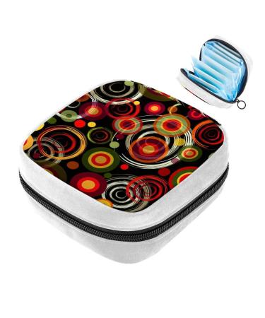 GIAPB Sanitary Napkin Storage Bag Period Bag Tampon Bag Makeup Bag Pad Pouch Colorful Circle Art Illustration Color2693