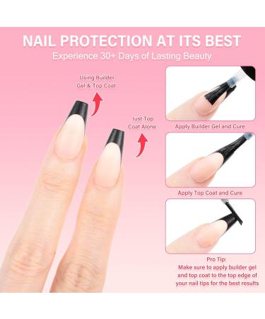Shop 240PCS French Tips Gel x Nail Tips - Long Coffin Press On Nails in Black-Natural White | Pre-Applied Tip Primer & Base Coat for DIY Nail Extensions - Buy Online on GoSupps.com