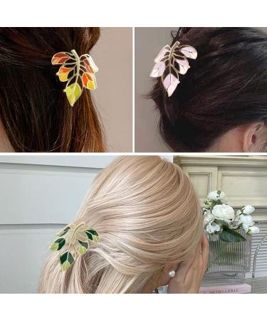Yonchic 3-Piece Floral Metal Hair Clips for Thin/Medium Thick Hair - Elegant Barrettes with Strong Hold and Non-Slip Design - 3-Color Leaves - Buy Online on GoSupps.com