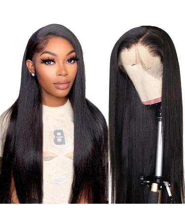 180% 13x4 HD Lace Front Wigs Human Hair Straight Wigs For Women Human Hair 100% Real Hair Wigs Human Hair Pre Plucked With Baby Hair Natural Black Lace Front Wig 22inch 22 Inch 13x4 lace wig ST