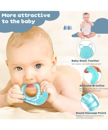 Silicone Baby Teething Toys Set - Cold Frozen Teethers for Babies 0-18 Months - BPA Free - Cactus and Snail Blue/Green-2pack - Buy Online on GoSupps.com