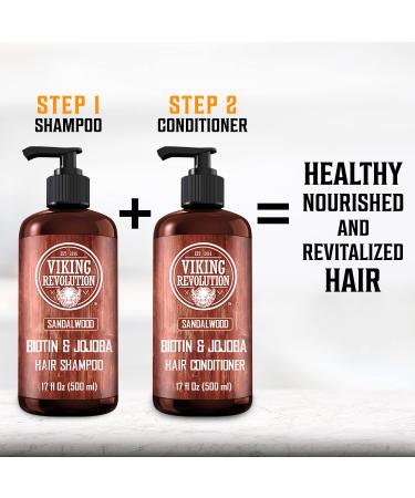Viking Revolution Sandalwood Men's Shampoo with Biotin & Jojoba Oil | Natural Hair Loss Shampoo for Thinning Hair | Vitamin B5 Infused - 17 Oz - Buy Online on GoSupps.com