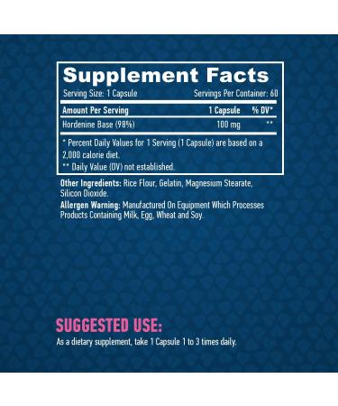 Haya Labs Hordenine 98 100mg 60 Capsules - Buy Online on GoSupps.com