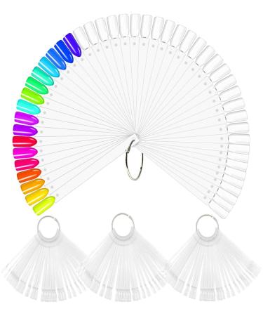 200 tips nail sticks transparent nail display sticks nail art practice nail presentation 4 set of nail art tip stick display with metal rings for home diy nail salon practice tools (clear)