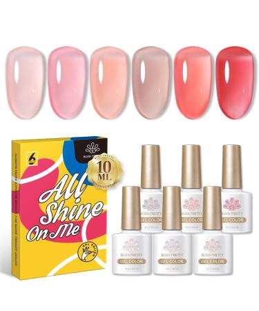 Born Pretty Jelly Gel Nail Polish Set Sheer Nude Pink Gel Polish Crystal Transparent Gel Polish Kit Nail Art Varnish Manicure Collection Gift Set 10ML 6PCS Jelly Pink Nude - Buy Online on GoSupps.com