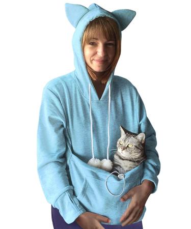 Dresswel women hooded sweater pullo with dog bag cat dog bag bag hoodie cat sweatshirt sweater with hood