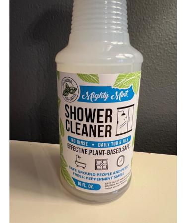 Mighty Mint Shower Cleaner - Non-Toxic No-Rinse Daily Spray for Glass & Tile 16oz | Natural Peppermint Scent - Buy Online on GoSupps.com