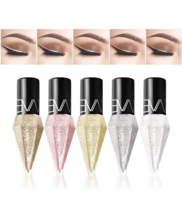 NEFLUM Shiny Professional Eyeliner Eye Liners Pigment Silver Black Gold 5 Color Liquid Glitter Eyeshadow Cosmetics Makeup - Buy Online on GoSupps.com