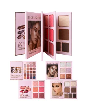 G n rique Eyeshadow palette - 43 shimmering eyeshadow colors four-layer flipbook-style highlighter face contour palette for everyday wear parties holidays etc.