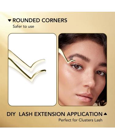 DIY Cluster Lash Applicator Tool - Curved Gold Eyelash Tweezers for Easy Application & Removal | Perfect for Strip & Cluster Lashes - Buy Online on GoSupps.com