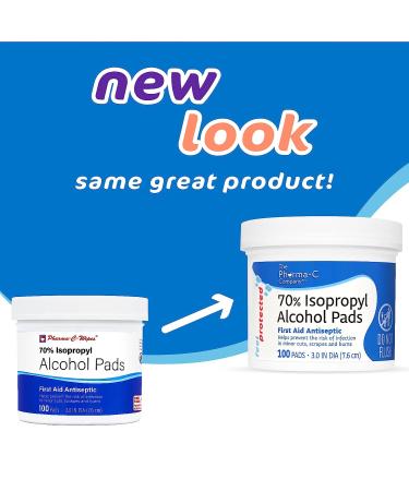 Pharma-C 70% Isopropyl Alcohol Pads - 100 Extra Large Pads | Made in USA - Buy Online on GoSupps.com