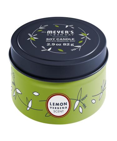 MRS. MEYER'S CLEAN DAY Soy Tin Candle 12 Hour Burn Time Made with Soy Wax and Essential Oils Lemon Verbena 2.9 Oz Lemon Verbena Single