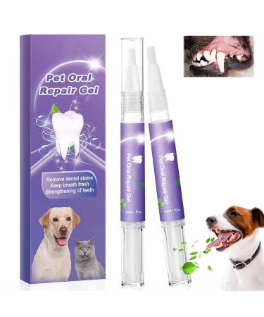 Pet Oral Repair Gel Pet Oral Repair Gel for Dogs Pet Oral Restoration Whitening Gel Pet Teeth Whitening Pen Pet Breath Freshener Gel for Dogs (2pcs)