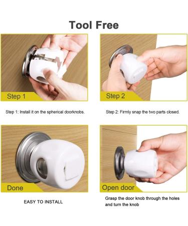  4 Packs-Upgrade Baby Safety Door Knob Cover Door Handle Cover Lockable Design Child Proof Door Knob Cover Universal Size Protect Your Child from Opening Unsafe Room or Locking Themselves in Home - Buy Online on GoSupps.com