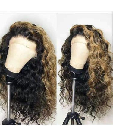 AimeileMiss Blonde Ombre Synthetic Lace Front Wig 22 Inch - Natural Wave Hair with Black Roots - 1B/27 Two Tone Color - Glueless and Natural Looking - Baby Hair for Women - Buy Online on GoSupps.com
