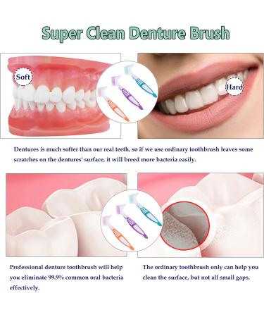 FRUTA 3 Pcs Denture Cleaning Brushes - Double Sided Multi-Layered Bristles - Portable Brush for False Teeth - 3 Colors - Buy Online on GoSupps.com