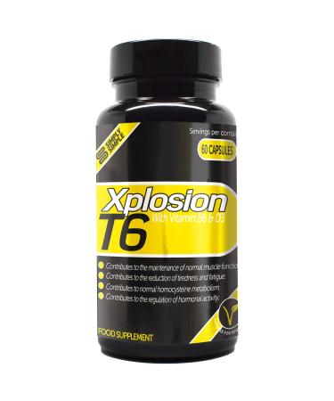 Simply Simple T6 Xplosion Vegetarian Diet Friendly Weight Management Supplements | Increases Metabolism & Energy with Added Vitamin B Vitamin D & Caffeine | Made in UK 60 count (Pack of 1)
