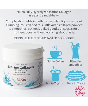 Nizen Marine Collagen Pure Powder Hydrolyzed Peptides Easy-to-Digest Amino Acids Supplement. Unflavored. Non-Clumping. Made in Japan. 5.29oz - Buy Online on GoSupps.com