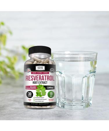 Kaya Naturals - Resveratrol Capsules - Anti Aging Supplement - Antioxidants with Brain Support - Maximum Benefits - 30 Veggies Capsules 1 Count (Pack of 30) - Buy Online on GoSupps.com