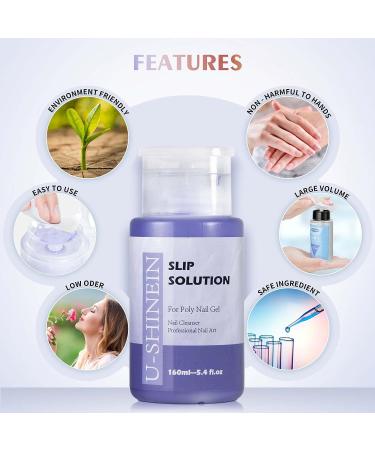 U-Shinein Nail Slip Solution 160ml - Anti-Stick Polygel Cleanser for Nail Extension Gel - Salon-Quality Nail Art Manicure - Buy Online on GoSupps.com