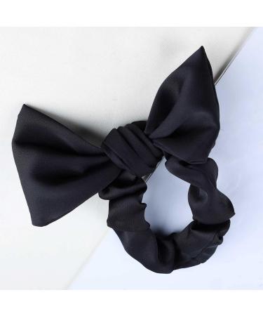 Inilbran Boho Silk Hair Bow Rope Scrunchies Black Silky Bow Hair Band Hair Ties Vintage Elastic Hair Tie Ropes French Bowknot Ponytail Scrunchy Hair Ties Hair Accessories for Women and Girls Headdress - Buy Online on GoSupps.com
