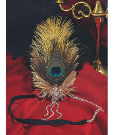 IYOU 1920s Gatsby Headband Black Peacock Feather Flapper Headpiece Rhinestone Vintage Prom Festival Costume Hair Accessories for Women - Buy Online on GoSupps.com