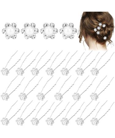 ACO-UINT 20Pcs Flower Hair Pins for Women  Bridal Hair Piece Pearl Hair Pins Wedding Hair Accessories for Bride Flower Girls Bridemaids