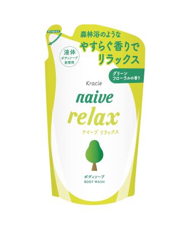 Naive Relax Body Soap with Theanine Refill with Green Floral 380ml Kracie Home Products